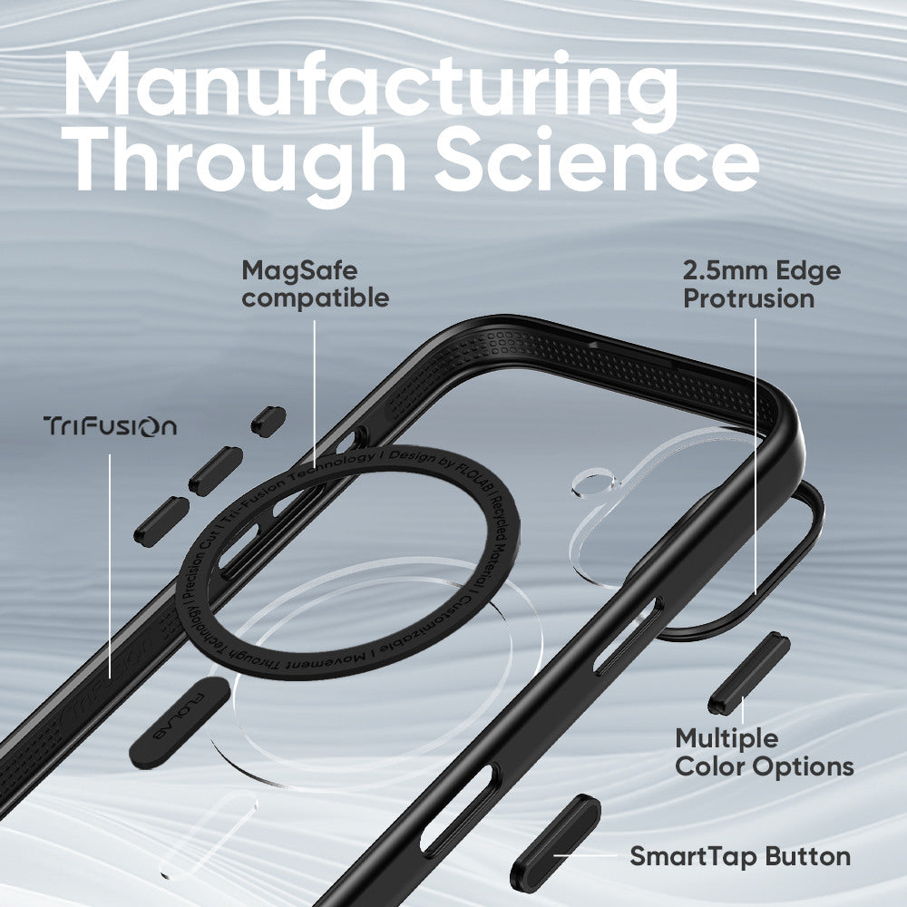 FLOLAB Surtect Tri-Fusion MagSafe Compatible Case – iPhone 17 Series (Black Clear)