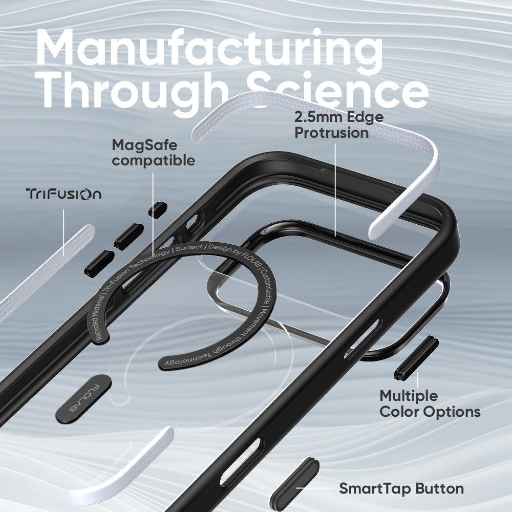 FLOLAB Surtect Tri-Fusion MagSafe Compatible Case – iPhone 17 Series (Black Clear)