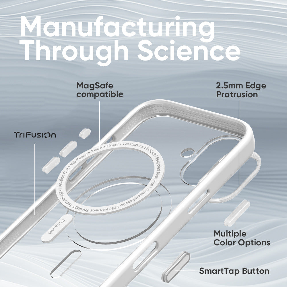 FLOLAB Surtect Tri-Fusion MagSafe Compatible Case – iPhone 17 Series (White Clear)