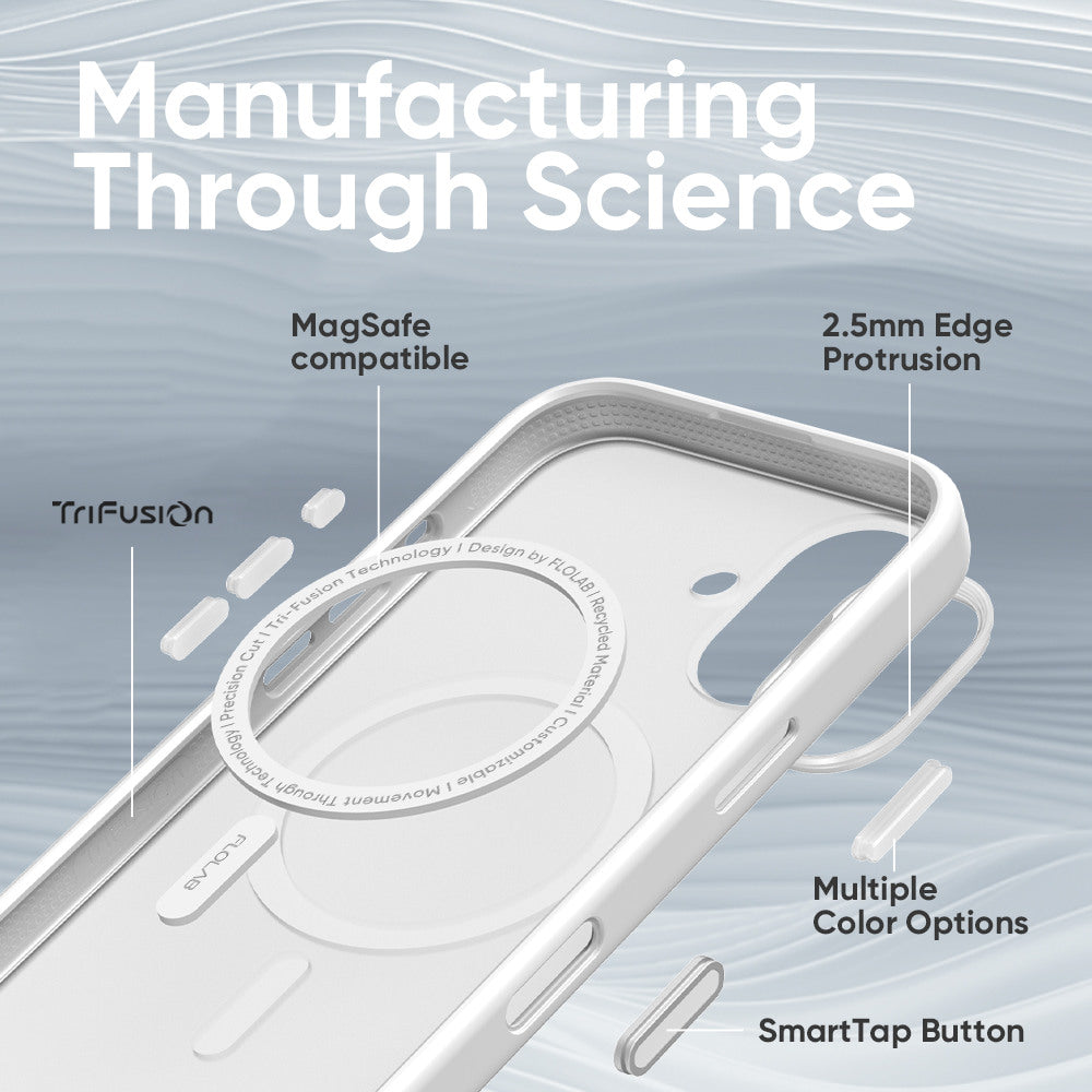 FLOLAB Surtect Tri-Fusion MagSafe Compatible Case – iPhone 17 Series (White Frost)
