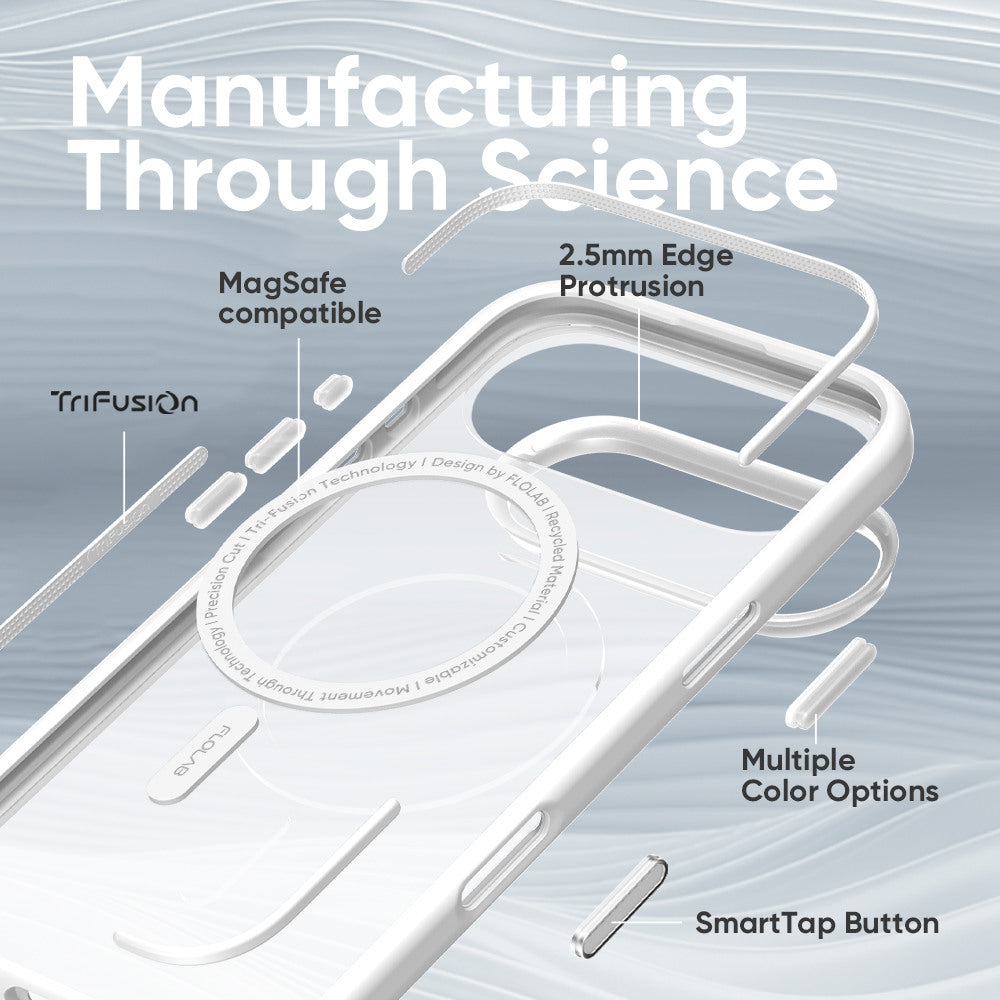 FLOLAB Surtect Tri-Fusion MagSafe Compatible Case – iPhone 17 Series (White Frost)