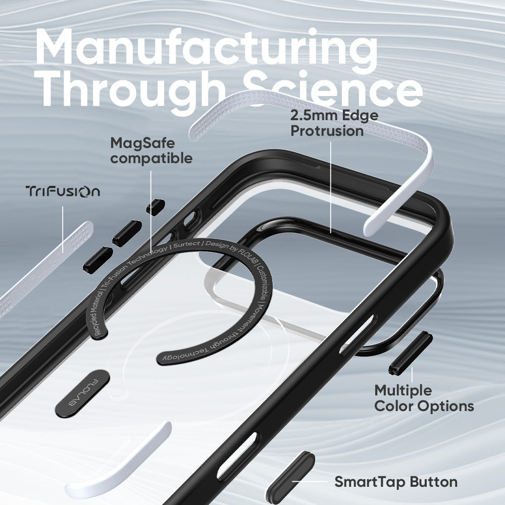 FLOLAB Surtect Tri-Fusion MagSafe Compatible Case – iPhone 17 Series (Black Frost)
