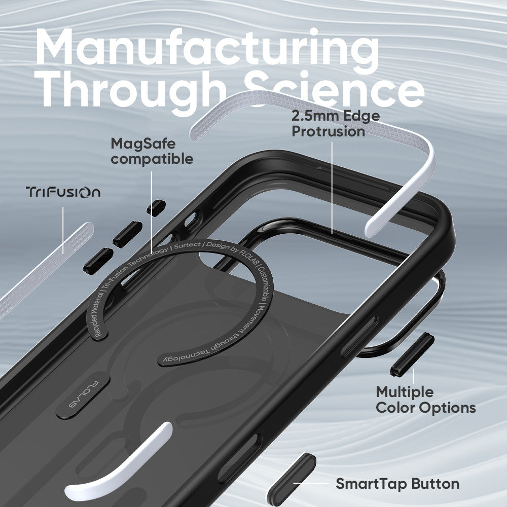 FLOLAB Surtect Tri-Fusion MagSafe Compatible Case – iPhone 17 Series (Matte Black Frost)