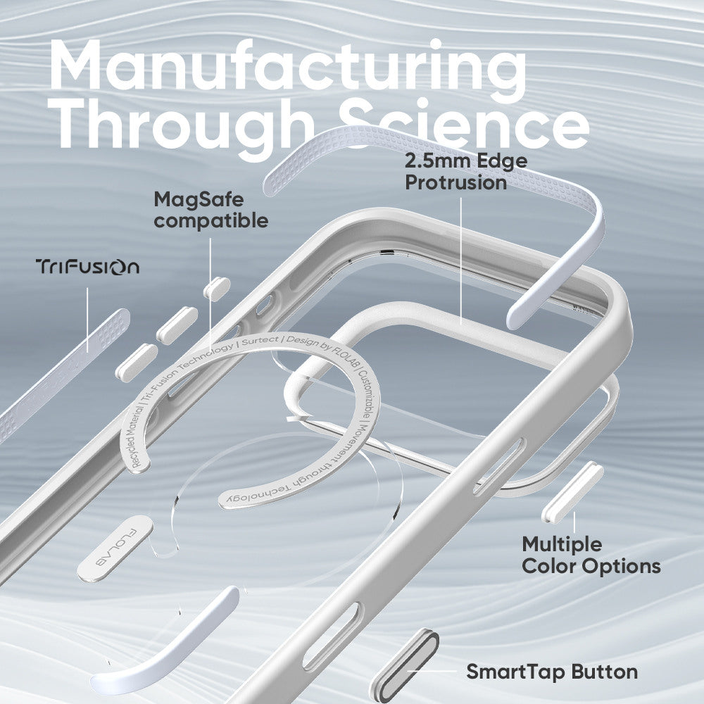 FLOLAB Surtect Tri-Fusion MagSafe Compatible Case – iPhone 17 Series (White Clear)