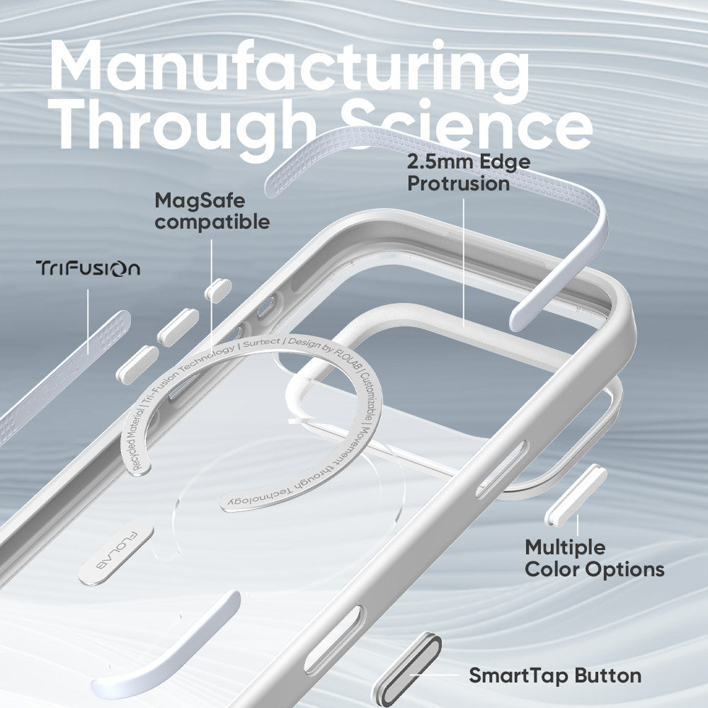 FLOLAB Surtect Tri-Fusion MagSafe Compatible Case – iPhone 17 Series (White Frost)