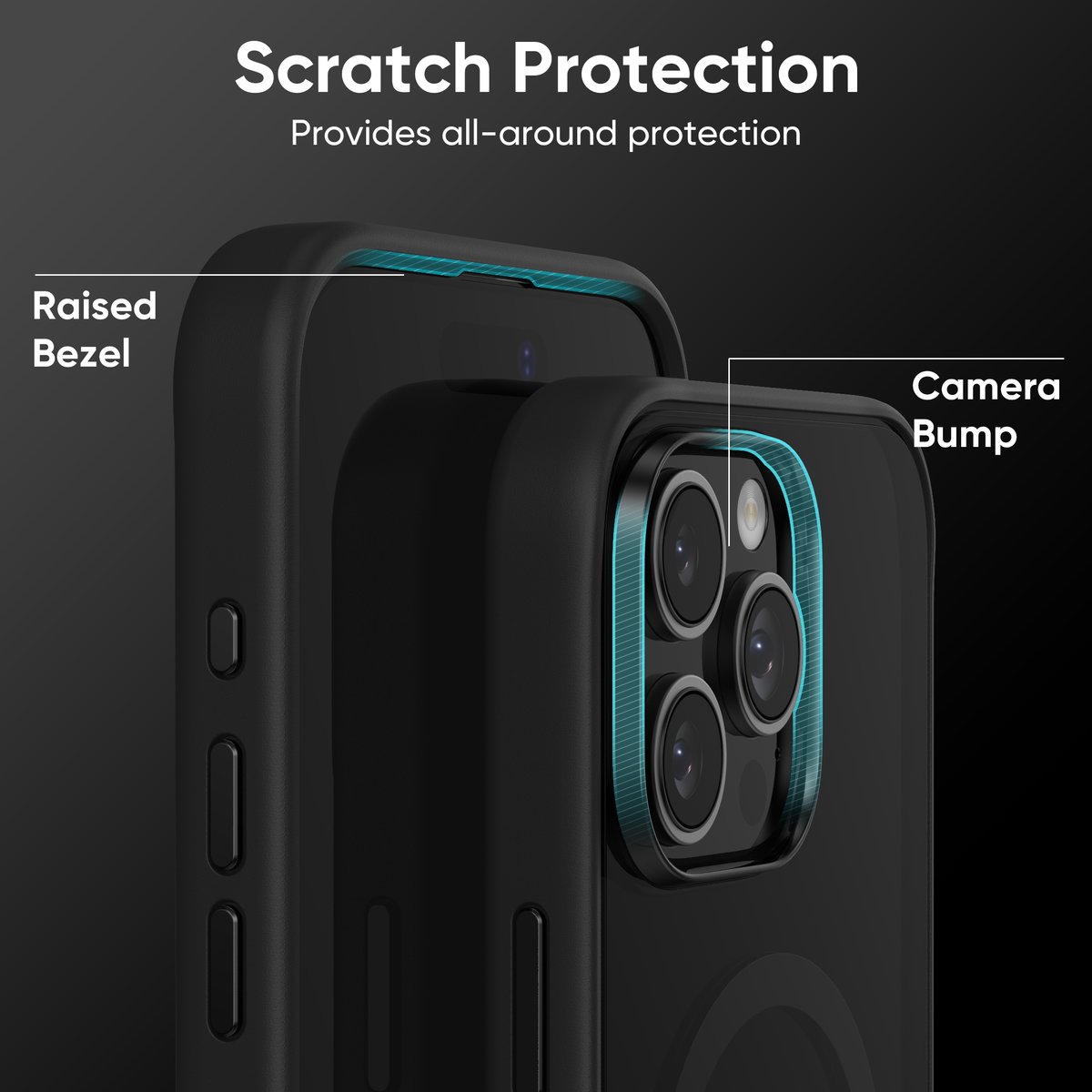 FLOLAB Surtect Tri-Fusion MagSafe Compatible Case – iPhone 16 Series (Stealth Black Clear)