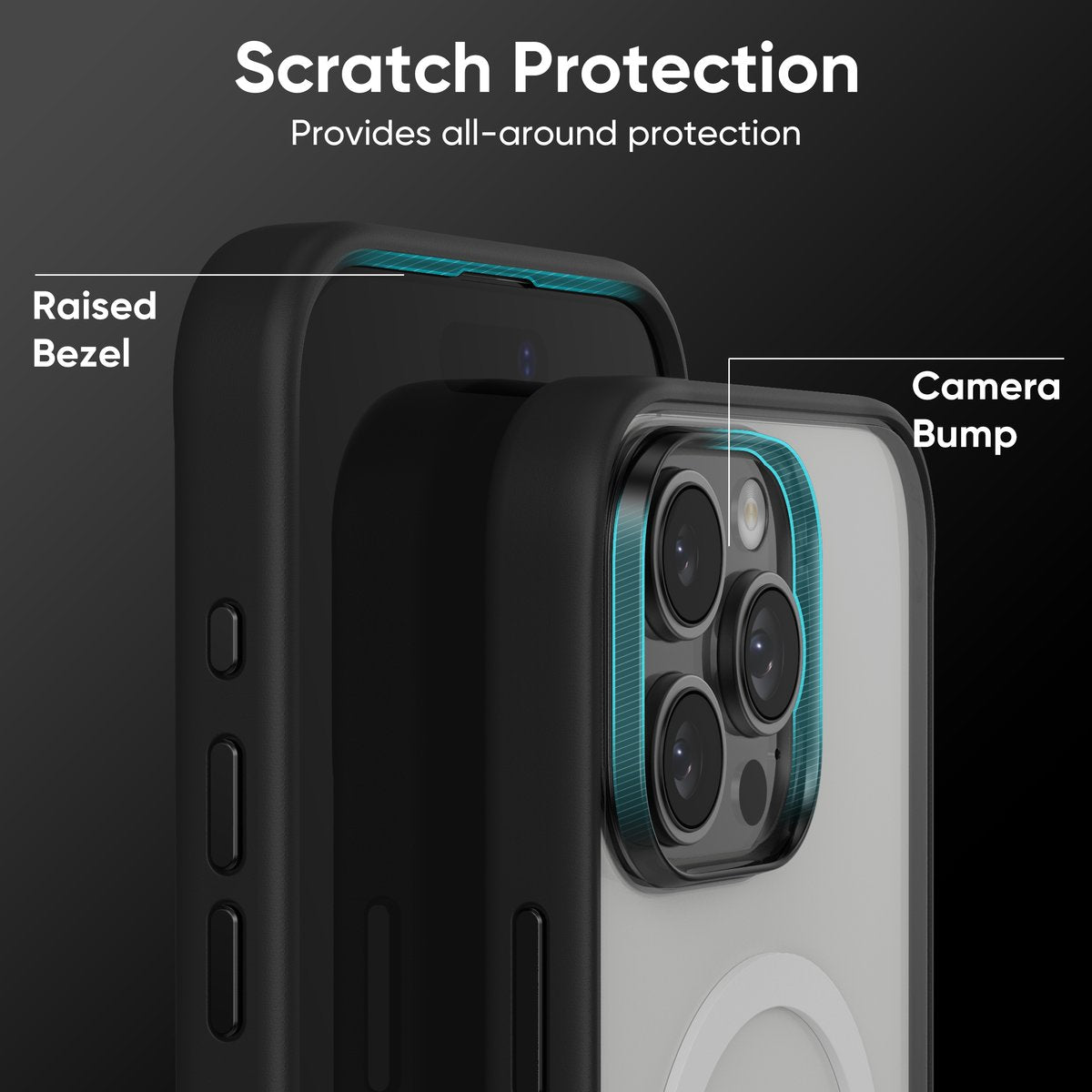 FLOLAB Surtect Tri-Fusion MagSafe Compatible Case – iPhone 16 Series (Black Clear)