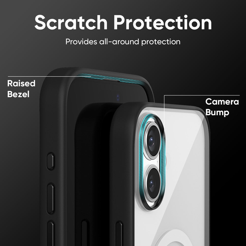 FLOLAB Surtect Tri-Fusion MagSafe Compatible Case – iPhone 17 Series (Black Clear White Ring)