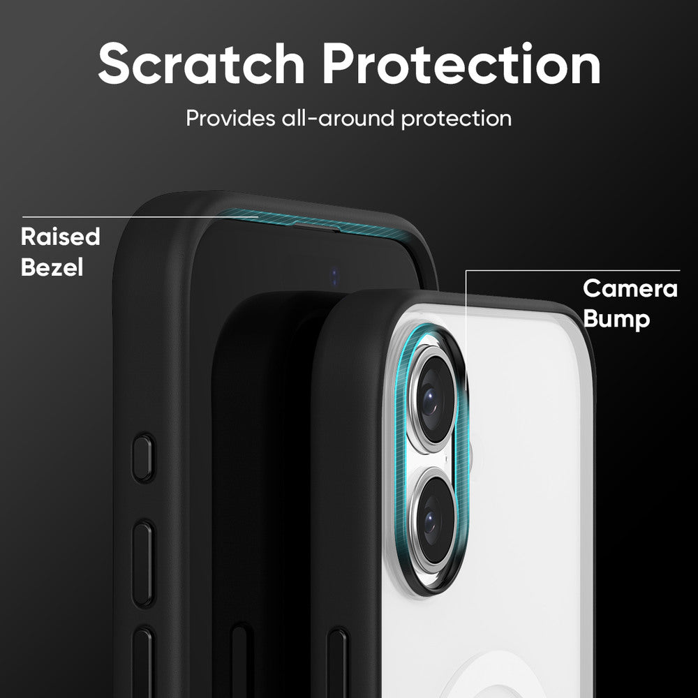 FLOLAB Surtect Tri-Fusion MagSafe Compatible Case – iPhone 17 Series (Black Frost White Ring)