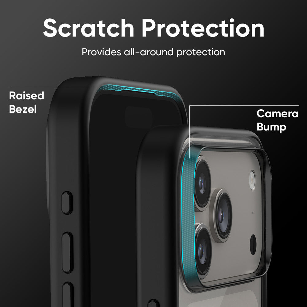 FLOLAB Surtect Tri-Fusion MagSafe Compatible Case – iPhone 17 Series (Black Clear White Ring)