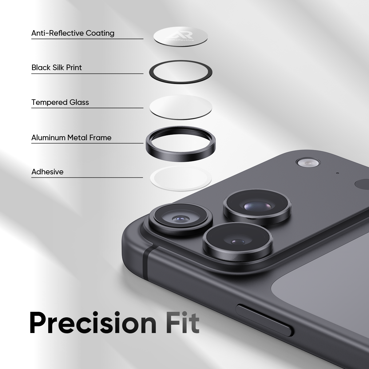 NanoArmour Camera Protector – for iPhone 18 Pro / 18 Pro Max Anti Reflective - Midnight Black
