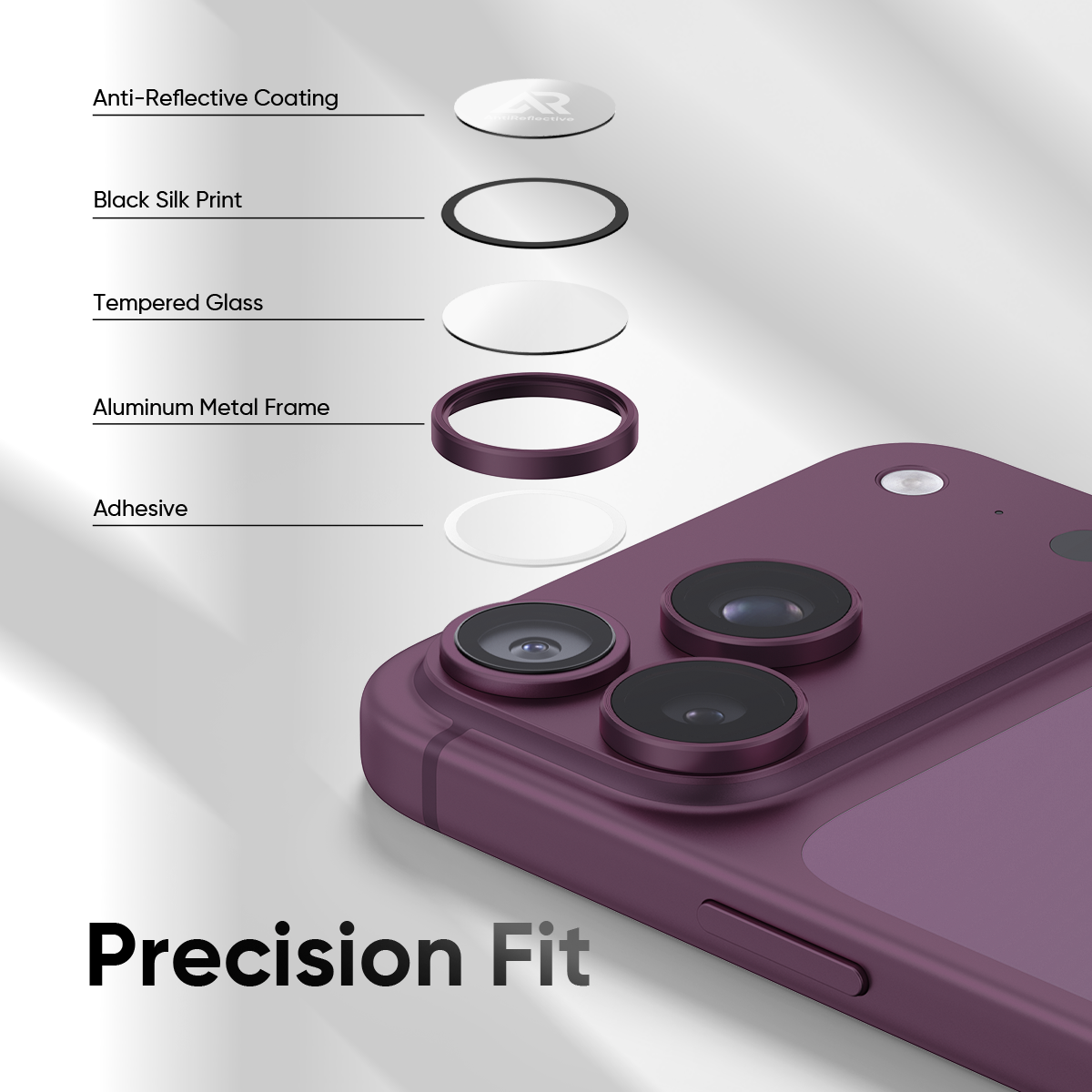 NanoArmour Camera Protector – for iPhone 18 Pro / 18 Pro Max Anti Reflective - Dark Cherry
