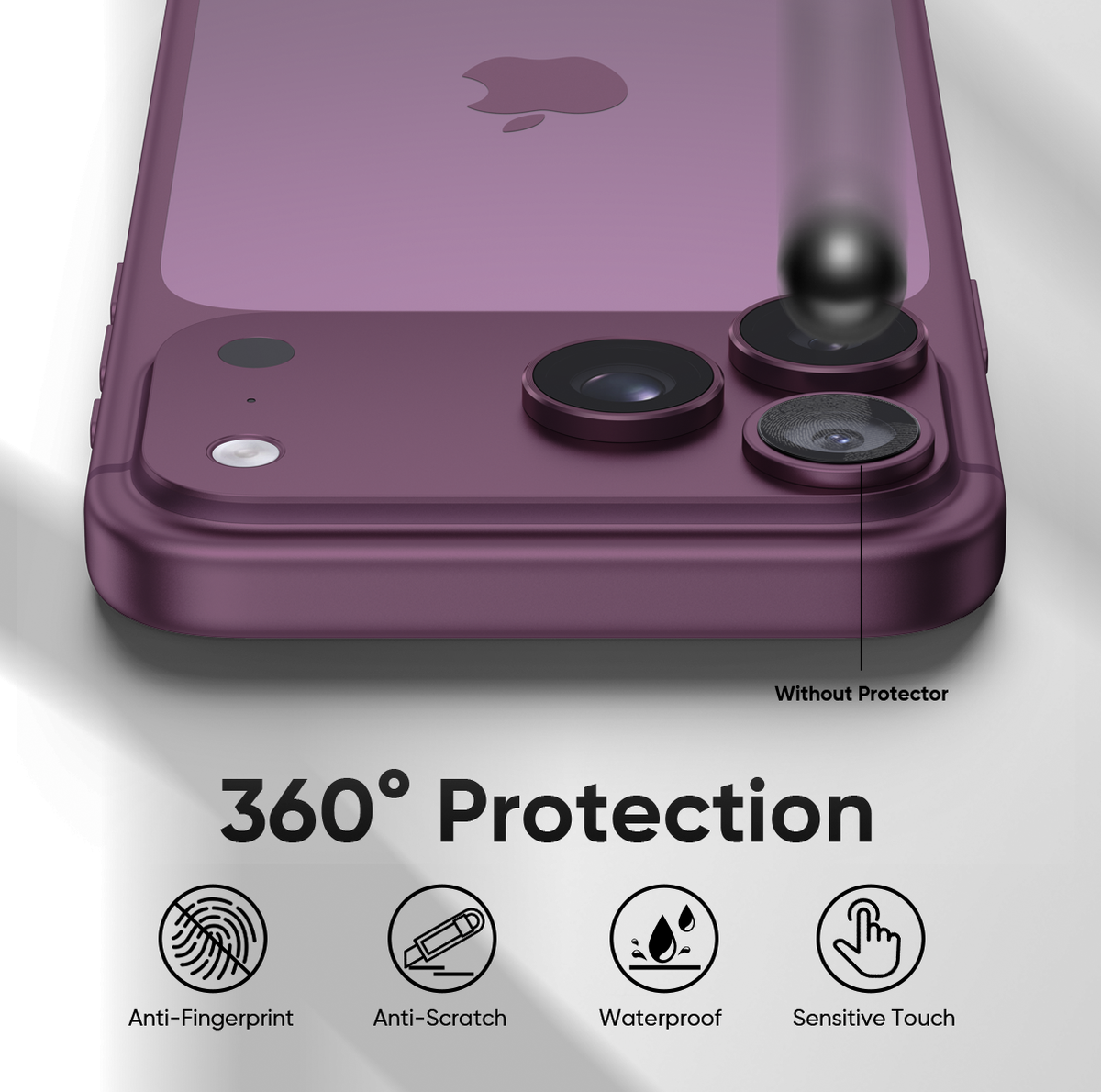 NanoArmour Camera Protector – for iPhone 18 Pro / 18 Pro Max Anti Reflective - Dark Cherry