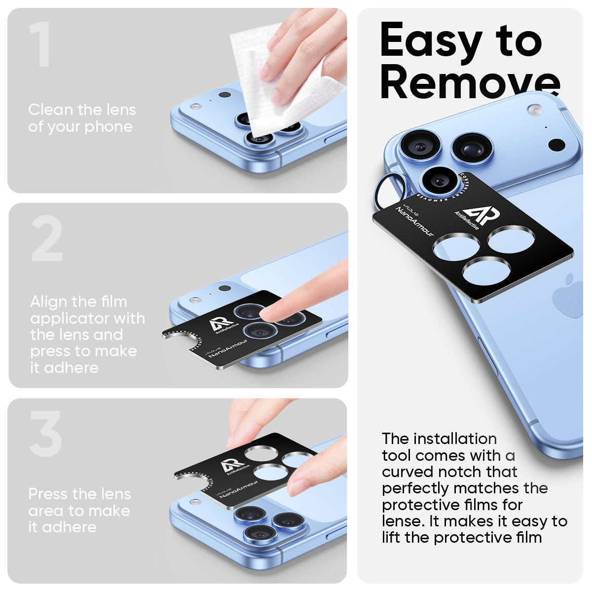 NanoArmour Camera Protector – for iPhone 18 Pro / 18 Pro Max Anti Reflective – Blue