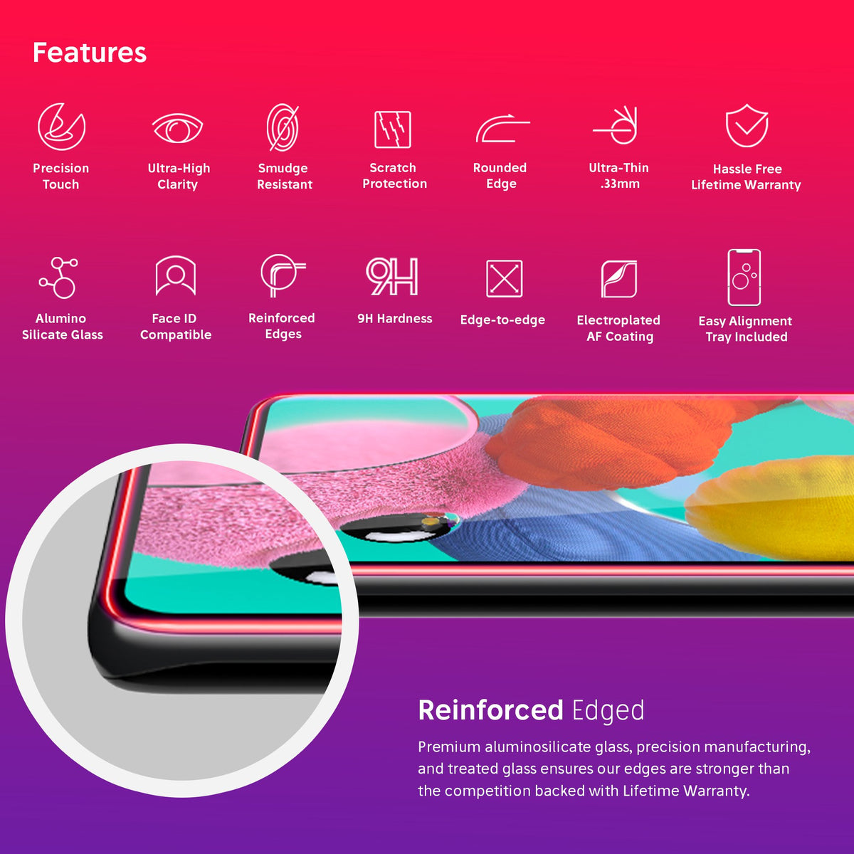 NanoArmour for Samsung Galaxy A51 Best Screen Protector Case Friendly