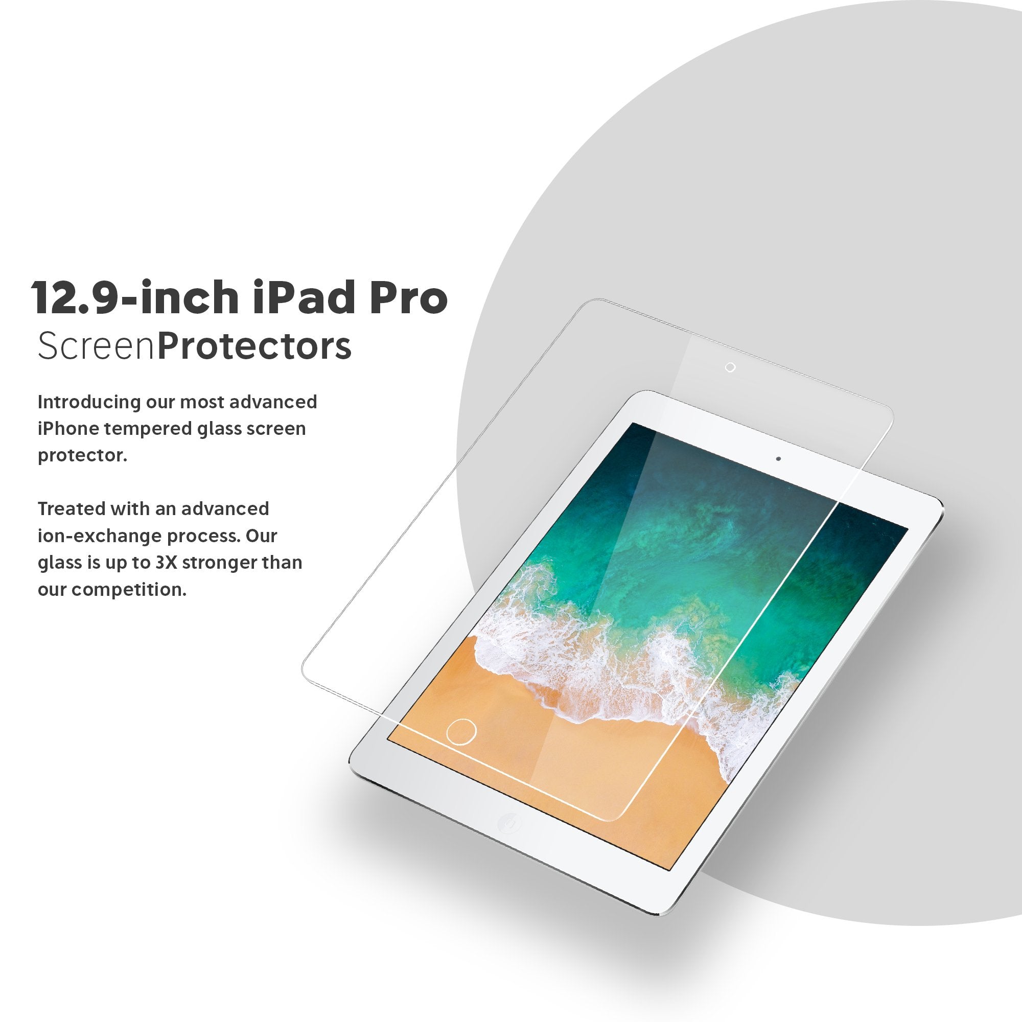 FLOLAB Crystal Clear Glass Screen Protector for iPad Pro 12.9 2nd Gen 1st Gen
