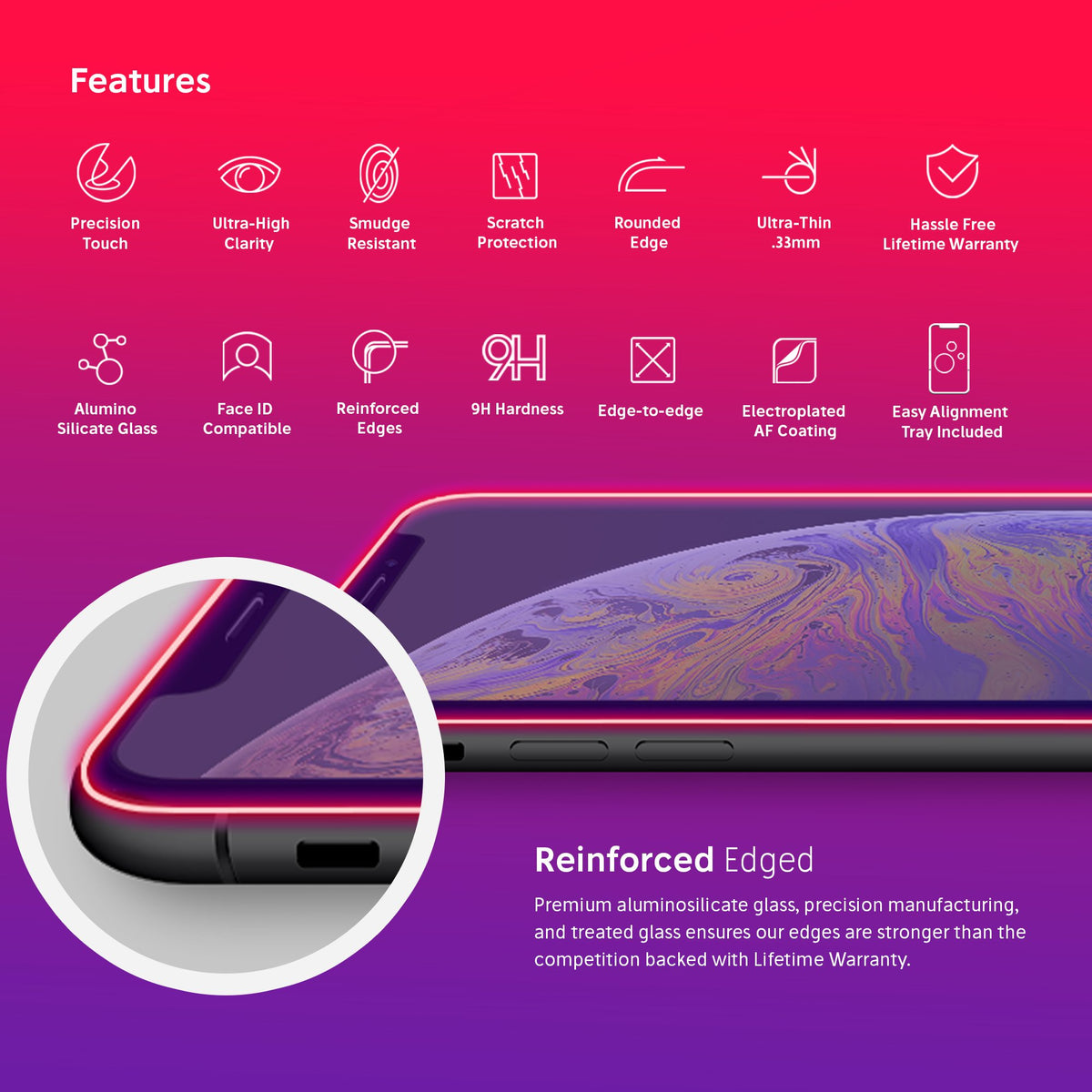 NanoArmour for iPhone XS / X Anti-Blue Light Screen Protector Case Friendly