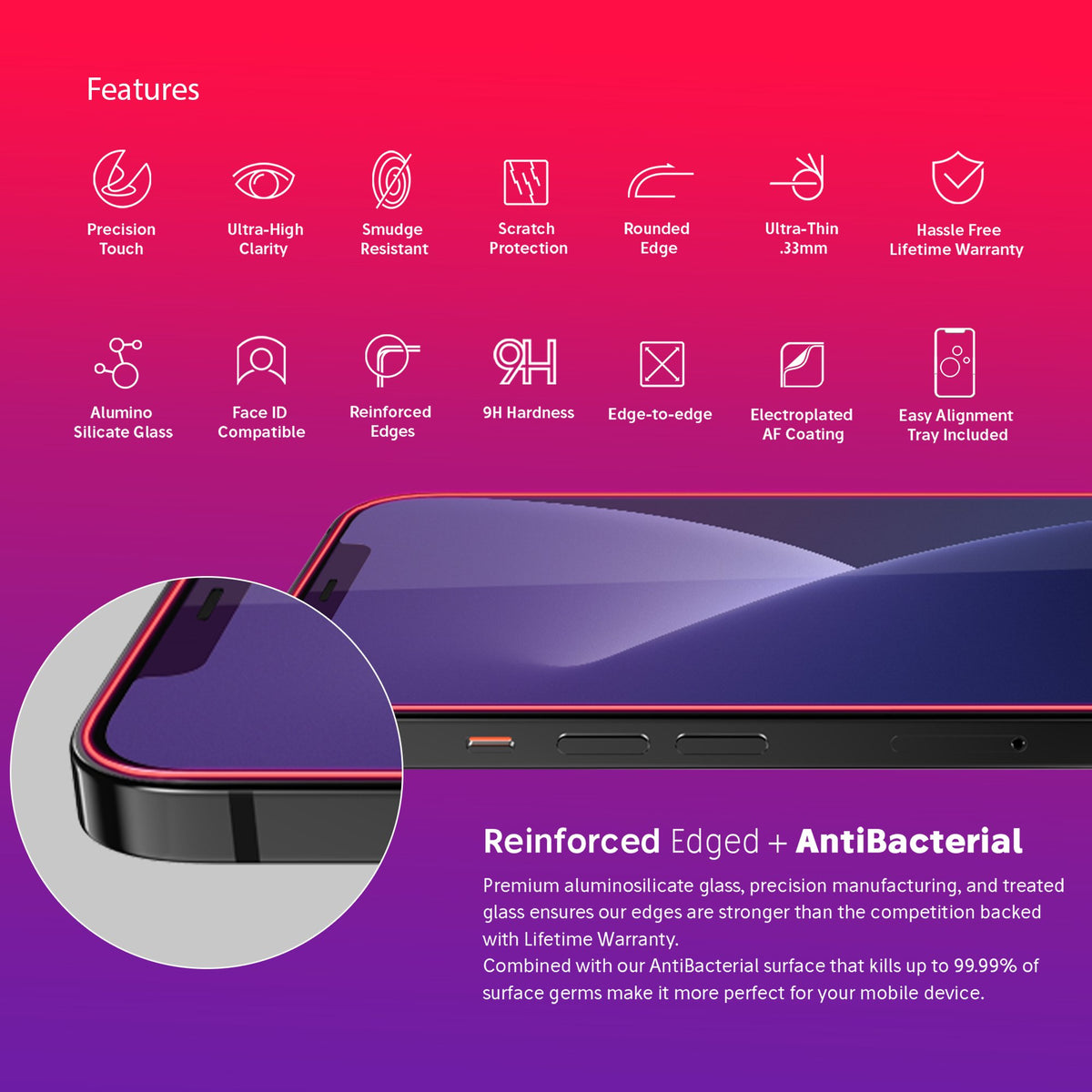 NanoArmour for 12 Pro Max Anti-Blue light Screen Protector Antimicrobial Edge-to-Edge