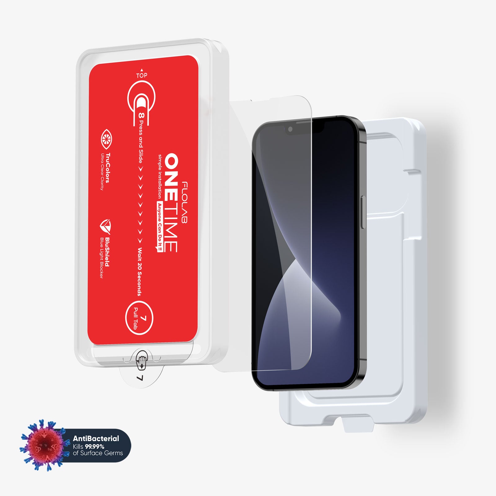 ONETIME NanoArmour for iPhone Anti-Blue Light Screen Protector: Dust-Free Installation, Case Friendly, Crystal Clear, No Blue or Yellow Tint