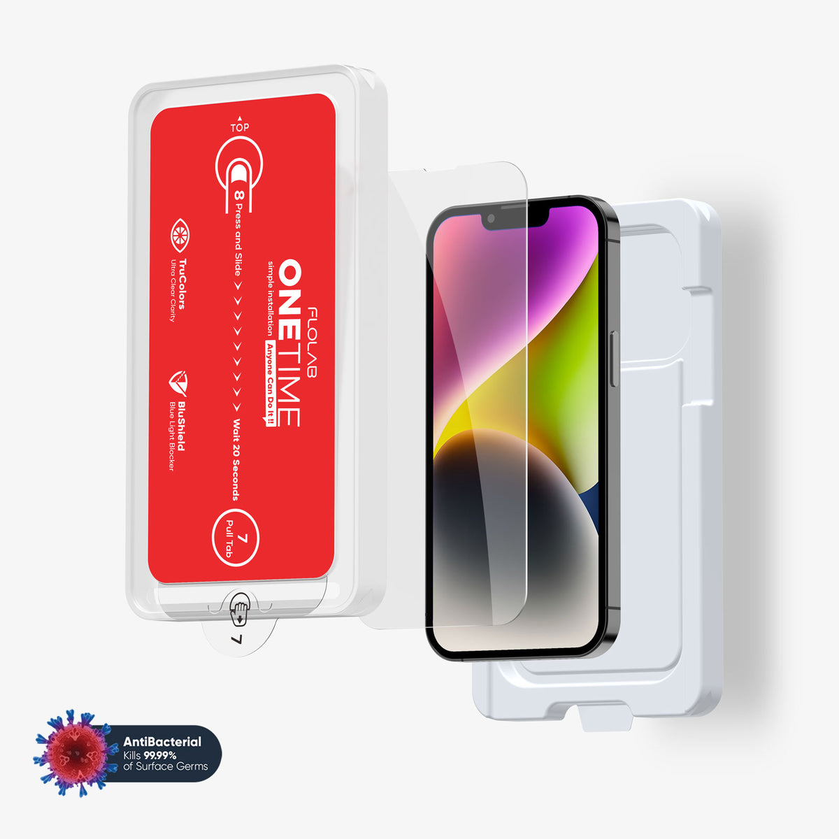 ONETIME NanoArmour for iPhone Anti-Blue Light Screen Protector: Dust-Free Installation, Case Friendly, Crystal Clear, No Blue or Yellow Tint