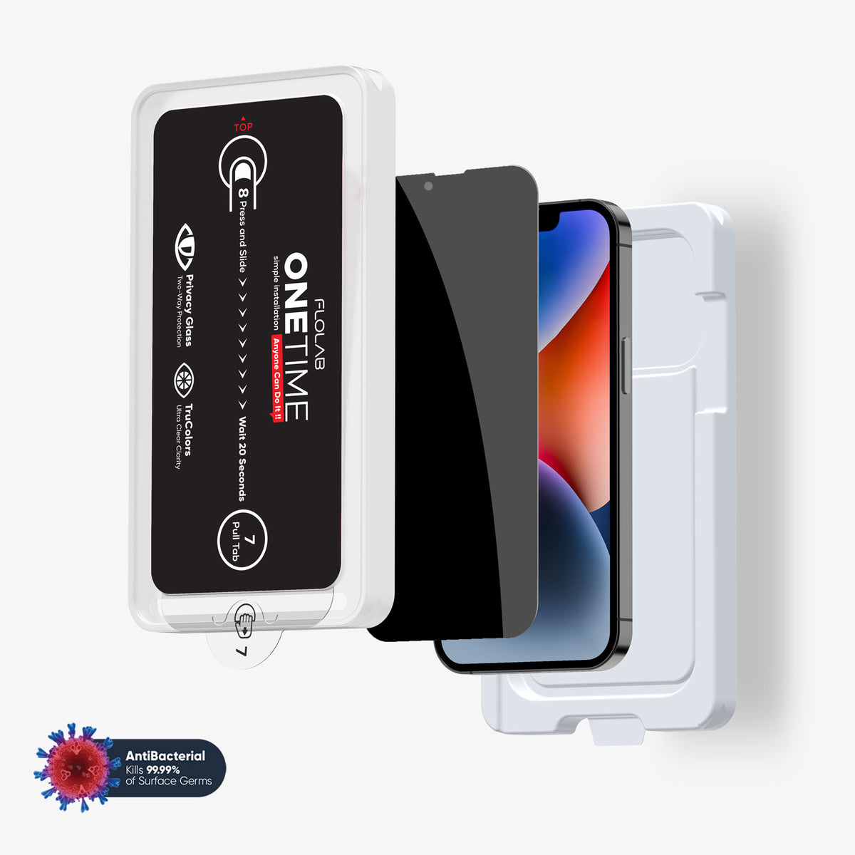 ONETIME NanoArmour for iPhone Privacy Screen Protector: Dust-Free Installation, Case Friendly, Maximum Privacy