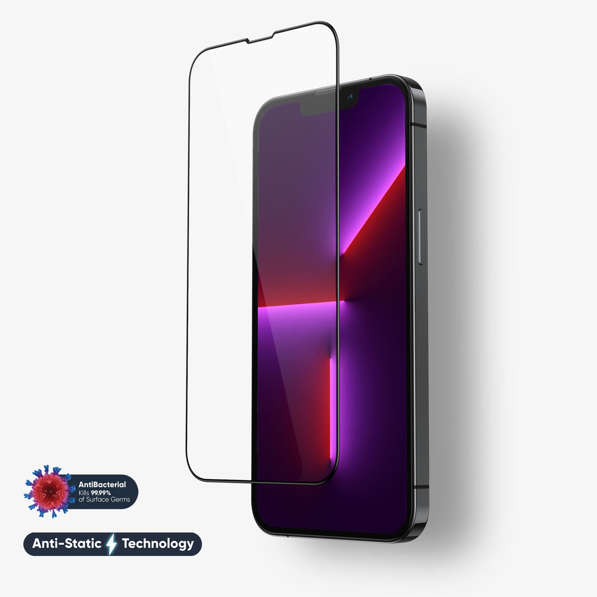 NanoArmour for iPhone 13 Pro Ultra Clear Screen Protector Antimicrobial Anti-Dust Edge-to-Edge