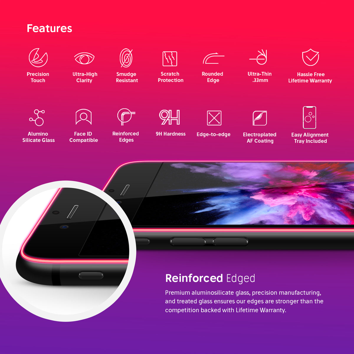 NanoArmour for iPhone 8 / 7 Plus Tempered Glass Screen Protector