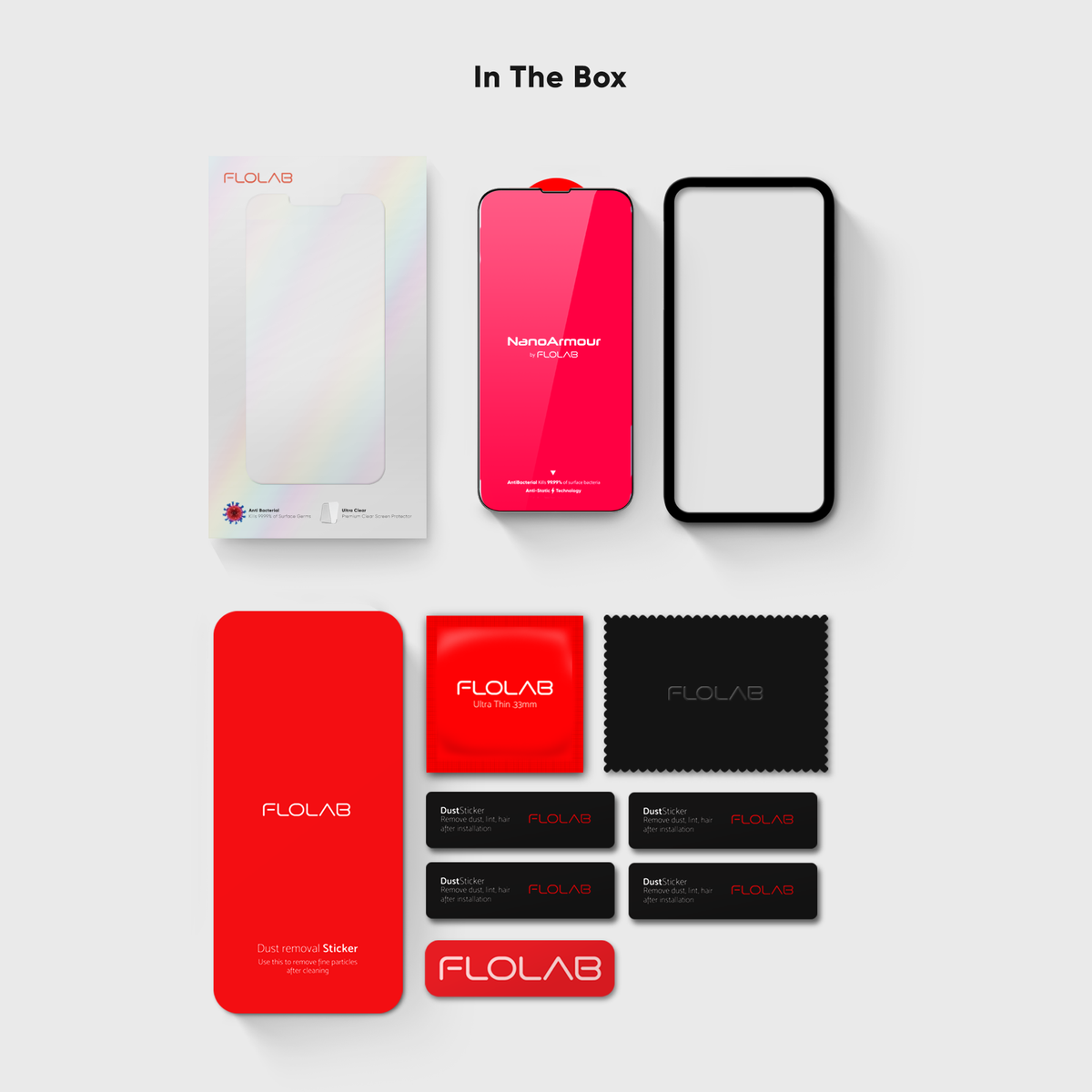 FLOLAB NanoAmour for iPhone 13 Mini Anti-Blue Light Screen Protector Antimicrobial Edge-to-Edge